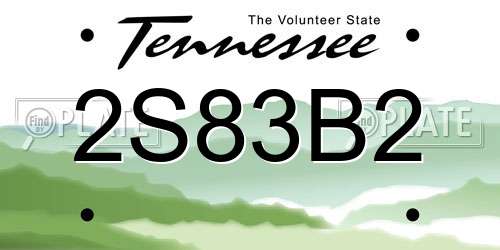 2S83B2 Tennessee License Plate