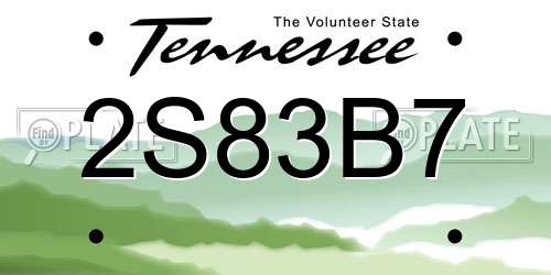 2S83B7 Tennessee License Plate