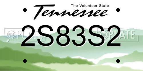 2S83S2 Tennessee License Plate