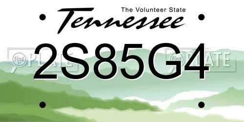 2S85G4 Tennessee License Plate
