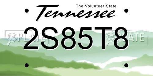 2S85T8 Tennessee License Plate