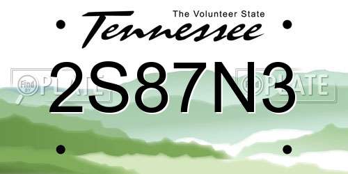2S87N3 Tennessee License Plate
