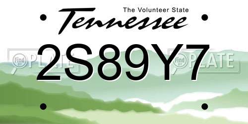 2S89Y7 Tennessee License Plate
