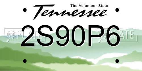 2S90P6 Tennessee License Plate