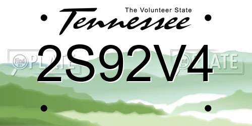 2S92V4 Tennessee License Plate