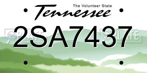 2SA7437 Tennessee License Plate