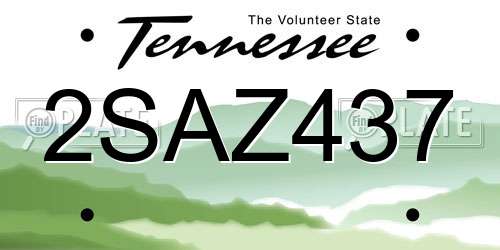 2SAZ437 Tennessee License Plate