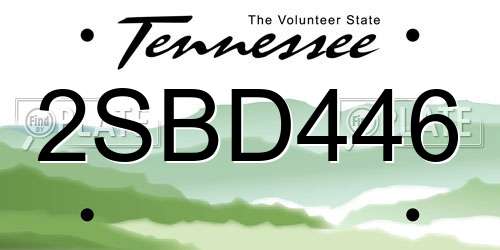 2SBD446 Tennessee License Plate
