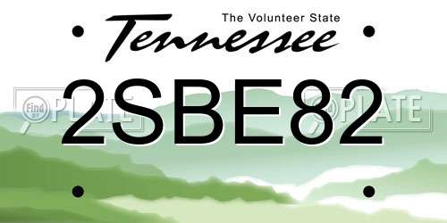 2SBE82 Tennessee License Plate
