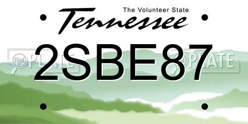 2SBE87 Tennessee License Plate
