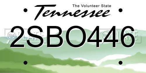2SBO446 Tennessee License Plate