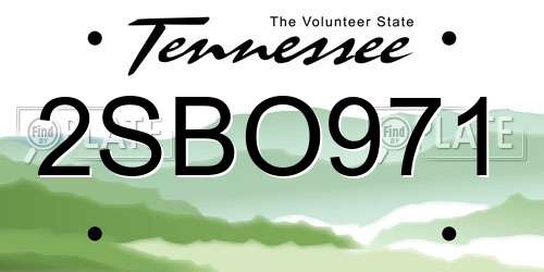 2SBO971 Tennessee License Plate