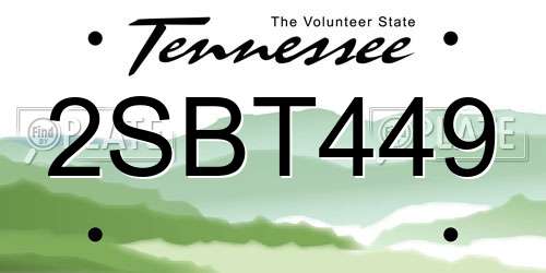 2SBT449 Tennessee License Plate