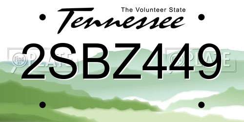 2SBZ449 Tennessee License Plate