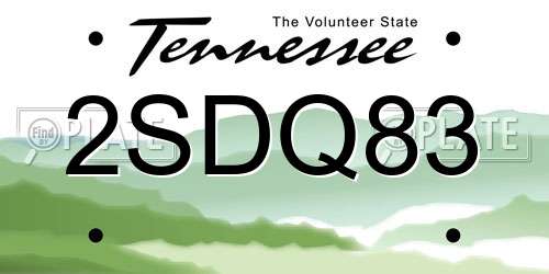 2SDQ83 Tennessee License Plate