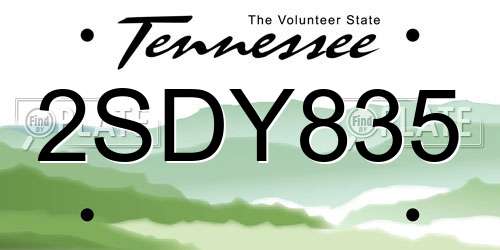 2SDY835 Tennessee License Plate