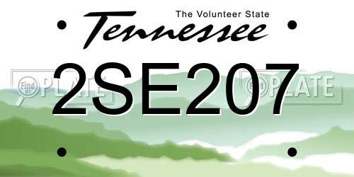 2SE207 Tennessee License Plate