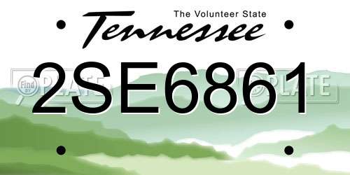 2SE6861 Tennessee License Plate