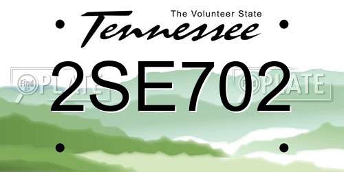 2SE702 Tennessee License Plate