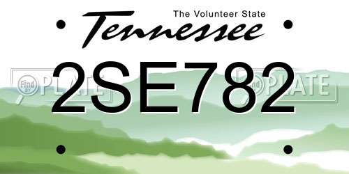 2SE782 Tennessee License Plate
