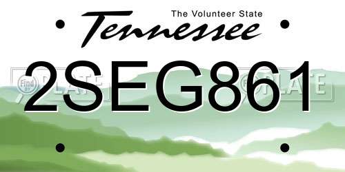 2SEG861 Tennessee License Plate