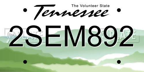 2SEM892 Tennessee License Plate