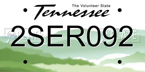 2SER092 Tennessee License Plate