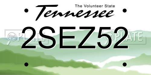 2SEZ52 Tennessee License Plate