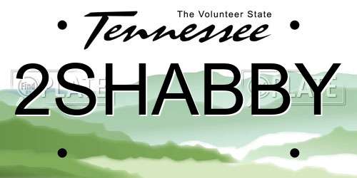 2SHABBY Tennessee License Plate