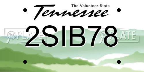 2SIB78 Tennessee License Plate