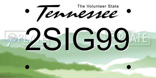 2SIG99 Tennessee License Plate