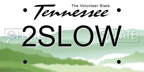 2SLOW Tennessee License Plate