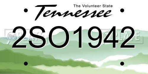 2SO1942 Tennessee License Plate