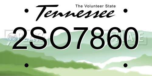 2SO7860 Tennessee License Plate