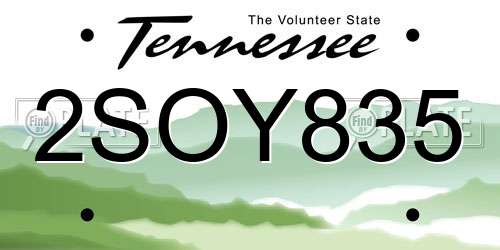2SOY835 Tennessee License Plate