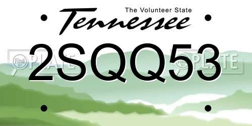 2SQQ53 Tennessee License Plate