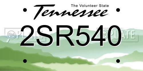 2SR540 Tennessee License Plate
