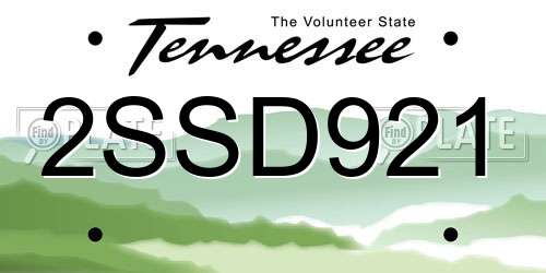 2SSD921 Tennessee License Plate