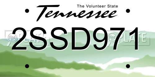 2SSD971 Tennessee License Plate