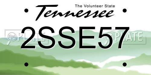 2SSE57 Tennessee License Plate