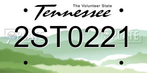 2ST0221 Tennessee License Plate