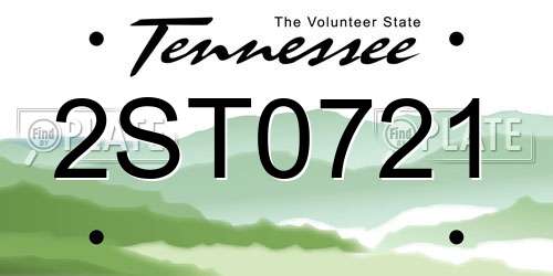 2ST0721 Tennessee License Plate