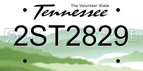 2ST2829 Tennessee License Plate