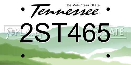 2ST465 Tennessee License Plate