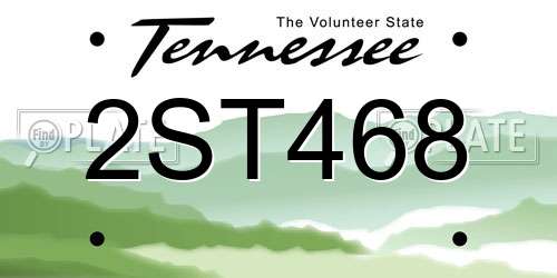 2ST468 Tennessee License Plate