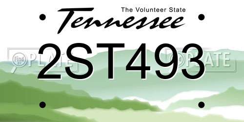 2ST493 Tennessee License Plate