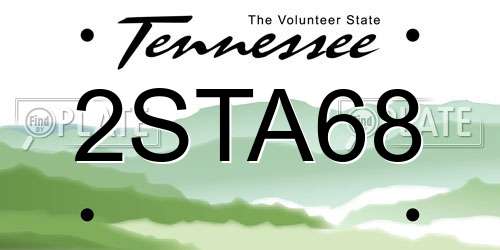 2STA68 Tennessee License Plate