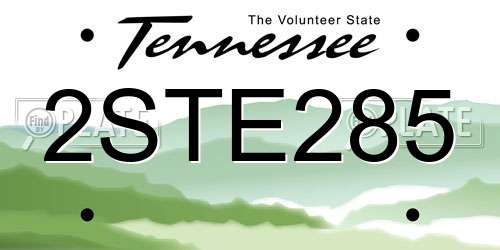 2STE285 Tennessee License Plate