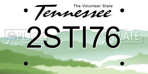 2STI76 Tennessee License Plate