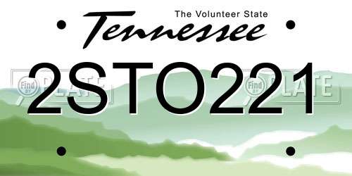 2STO221 Tennessee License Plate